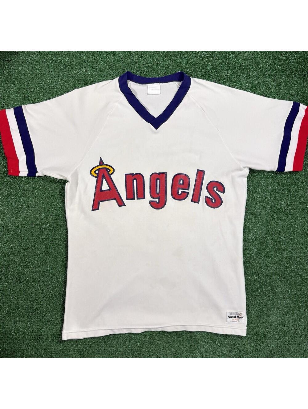 Vintage 90s LA Angels Sand Knit Medalist Jersey Shirt Men’s L MLB